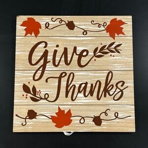 It’s in the Bag “Give Thanks” Wooden Wall Sign 15.5” Thanksgiving Fall Decor